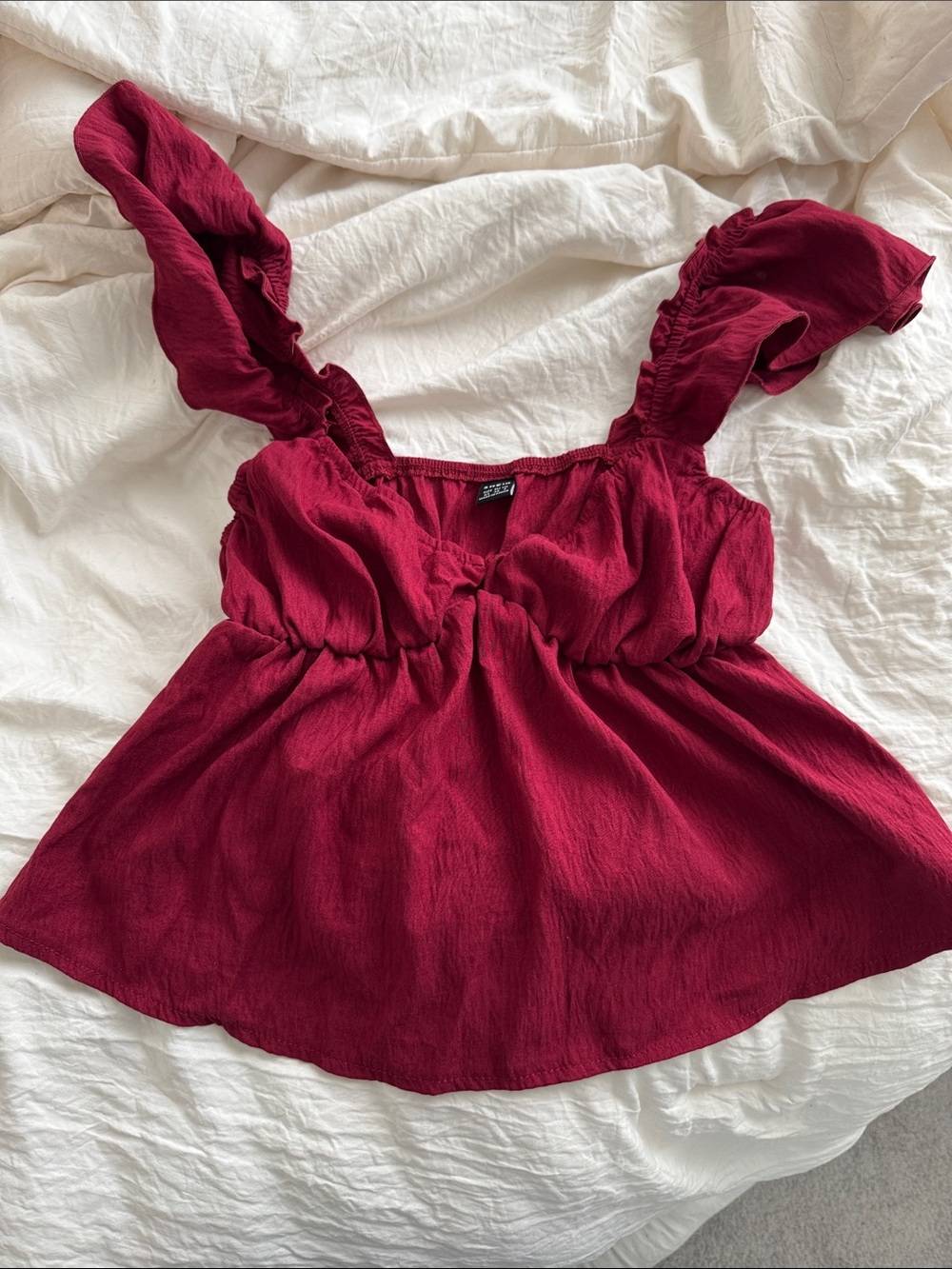 Women's Red Puff-Sleeve Red Top